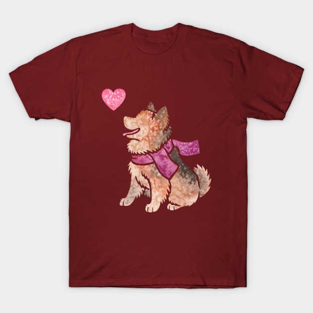 Watercolour Pomeranian dog T-Shirt by animalartbyjess